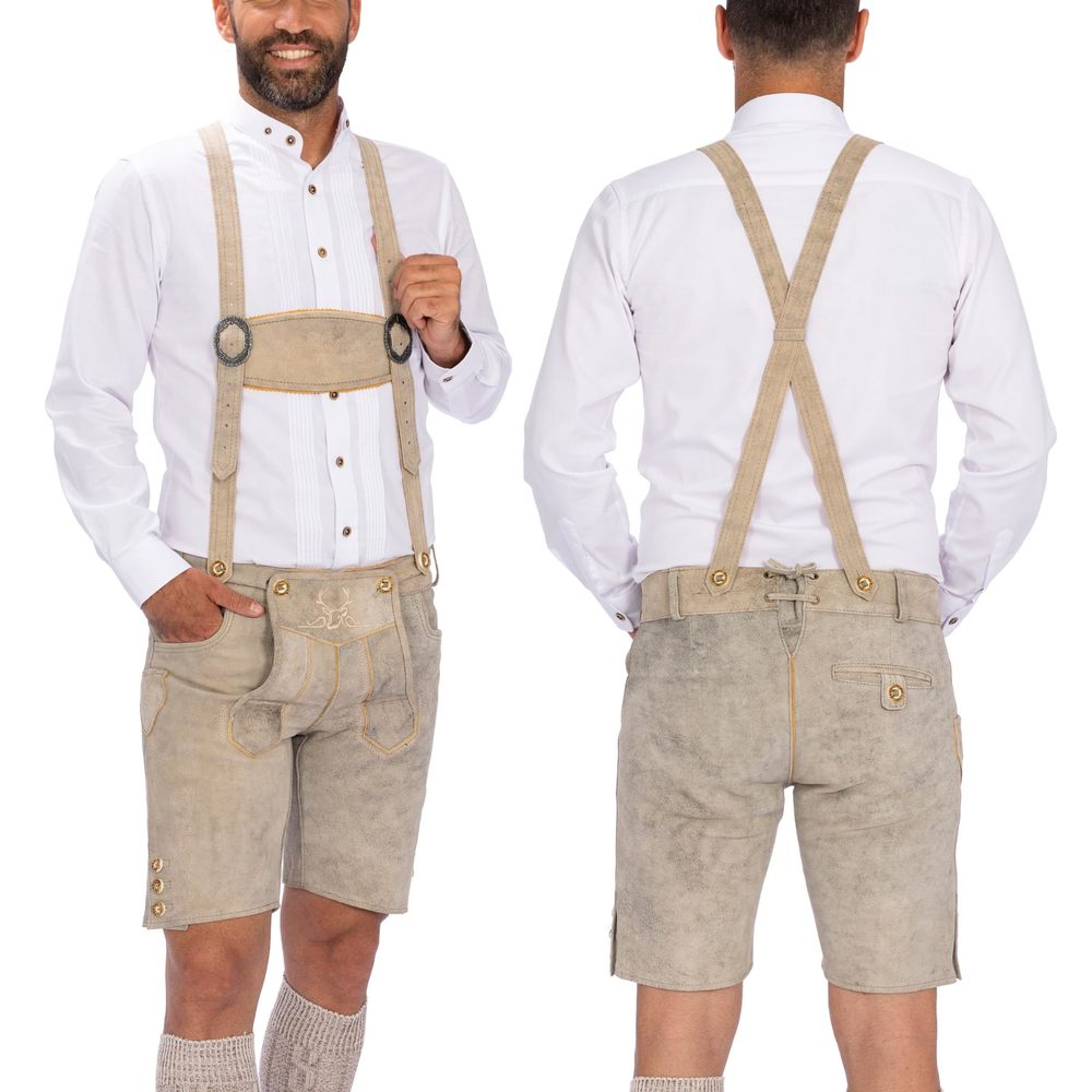NEW OKTOBERFEST WHITE LEDERHOSEN TREND 2024 - GENUINE LEATHER AUTHENTIC GER